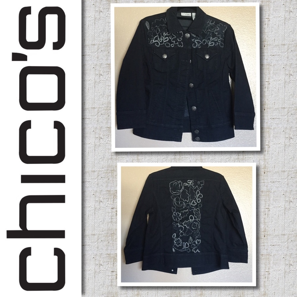 CHICO’S PLATINUM DENIM JACKET SIZE XS